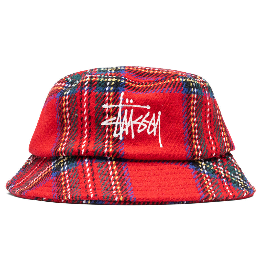 Big Logo Plaid Bucket Hat - Red