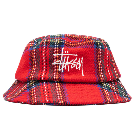 Big Logo Plaid Bucket Hat - Red