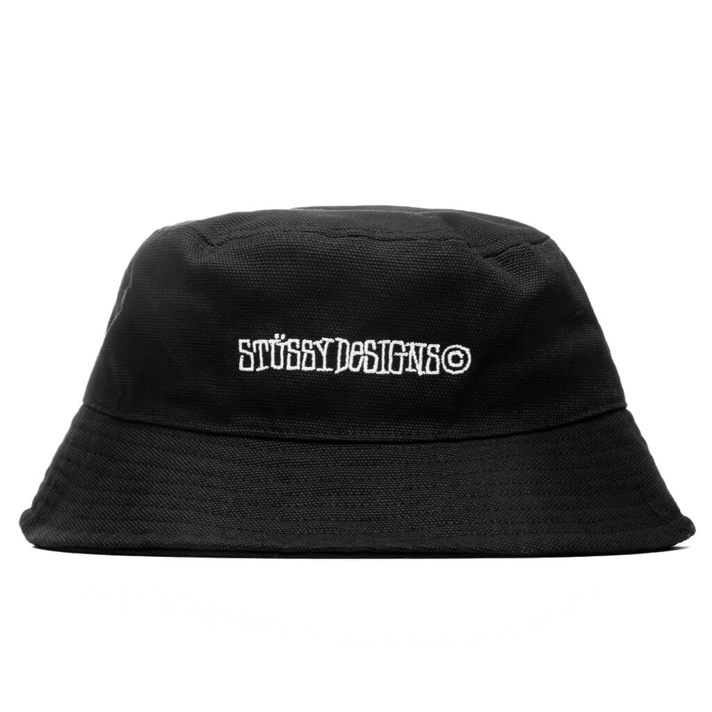 Canvas Wide Brim Bucket Hat - Black