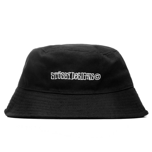 Canvas Wide Brim Bucket Hat - Black