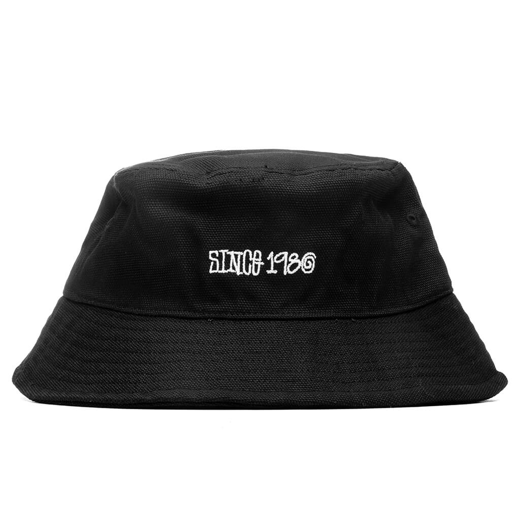 Canvas Wide Brim Bucket Hat - Black