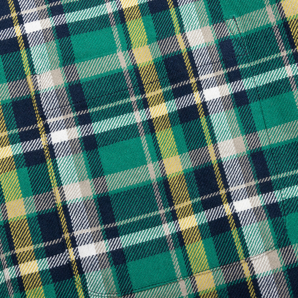 Classic Zip Up Plaid L/S Shirt - Green