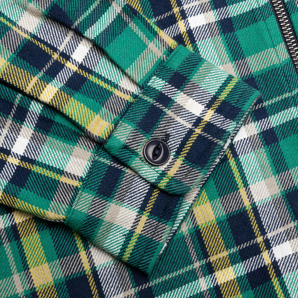 Classic Zip Up Plaid L/S Shirt - Green