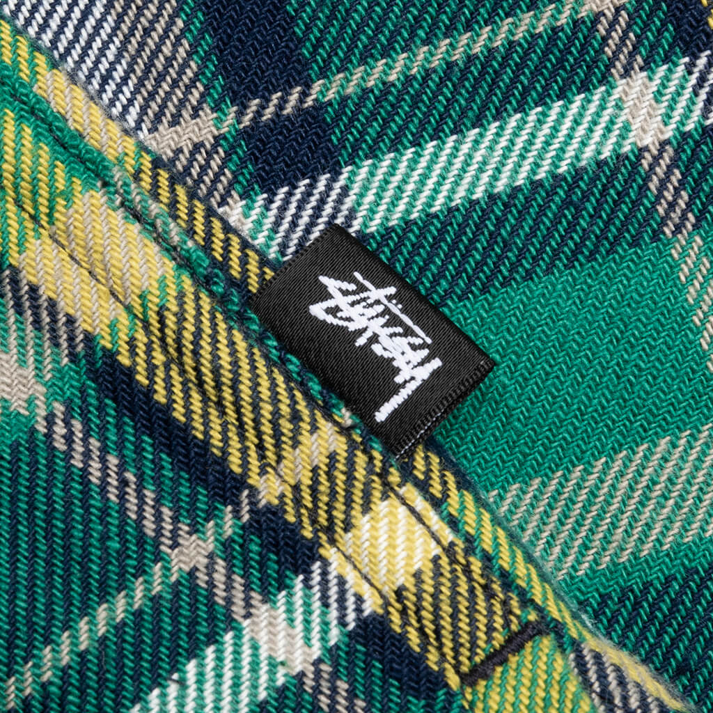 Classic Zip Up Plaid L/S Shirt - Green