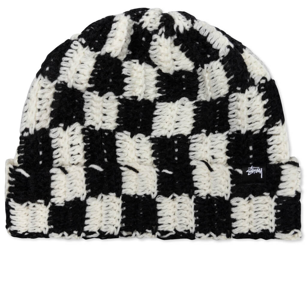 Crochet Checker Beanie - Black