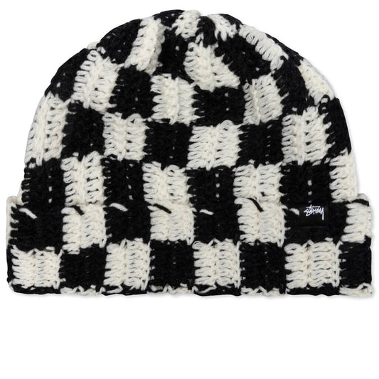 Crochet Checker Beanie - Black