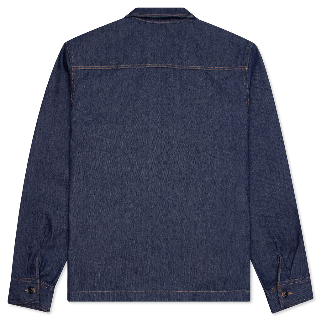 Denim Zip Up Work Shirt - Indigo