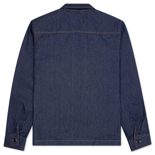 Denim Zip Up Work Shirt - Indigo