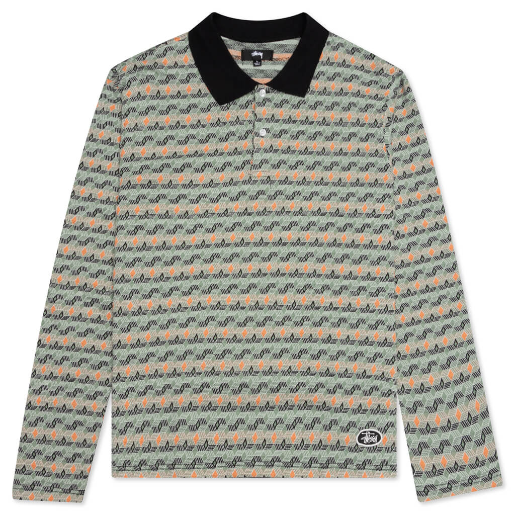 Diamond Pattern Polo - Olive