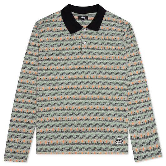 Diamond Pattern Polo - Olive