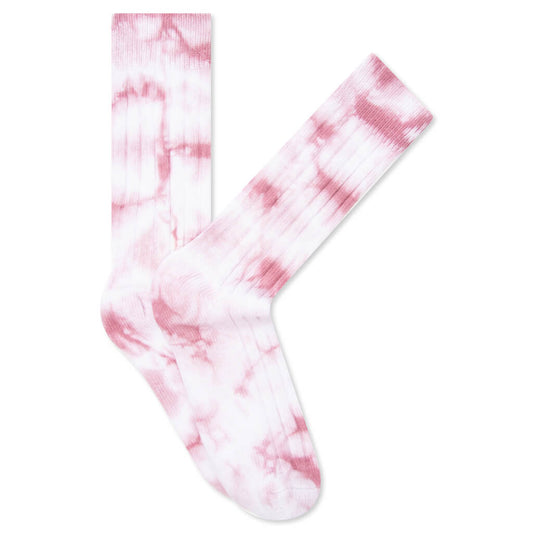Dyed Ribbed Crew Socks - Berry