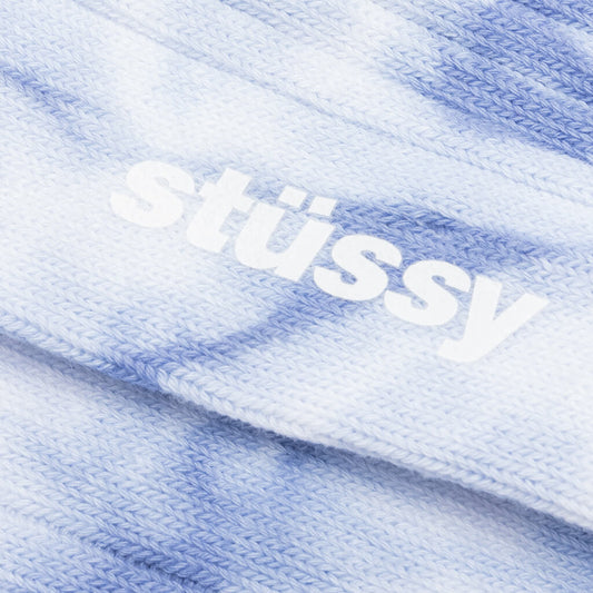 Dyed Ribbed Crew Socks - Blue