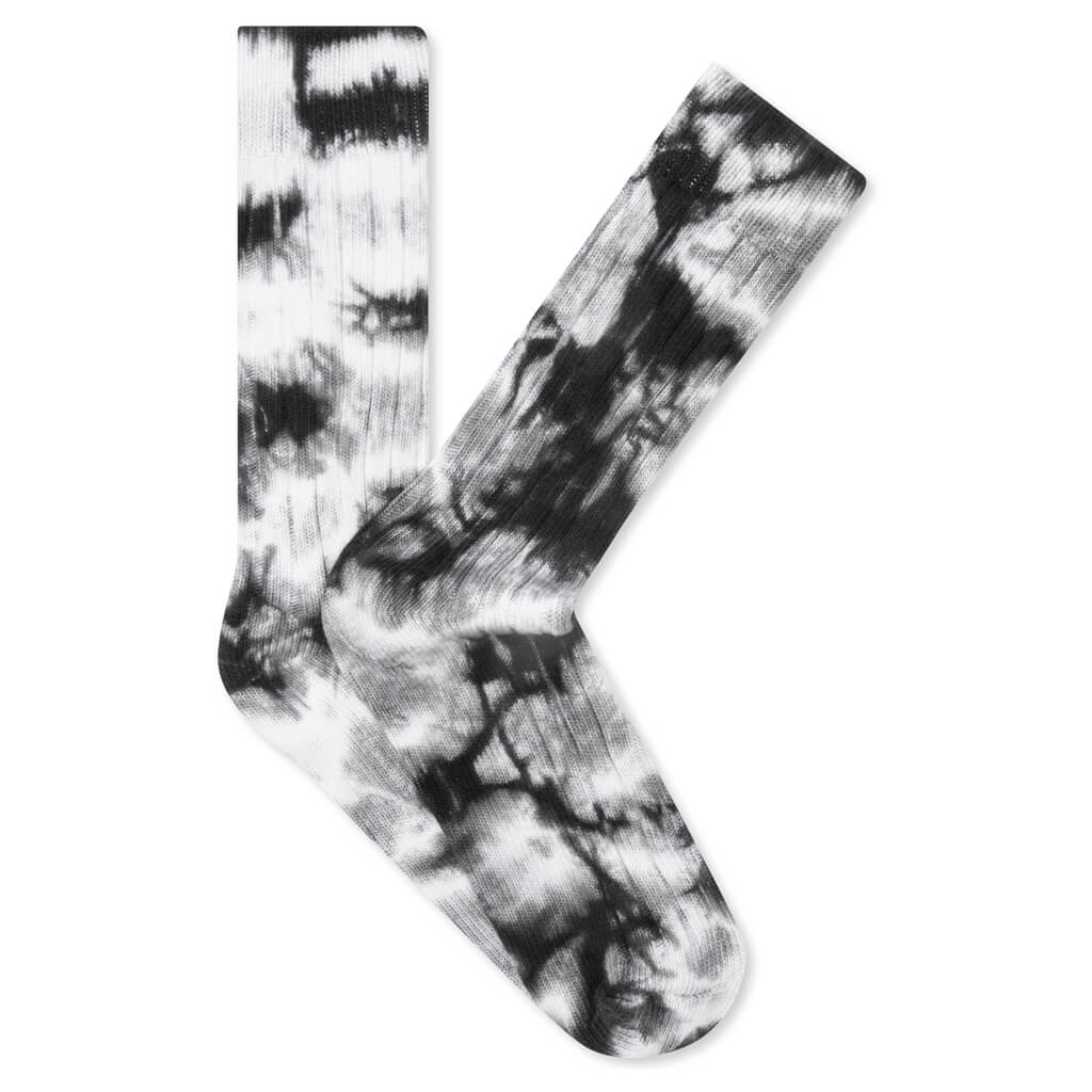 Dyed Ribbed Crew Socks - Grey