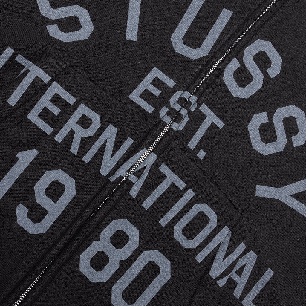 Established Printed Zip Hoodie - Black