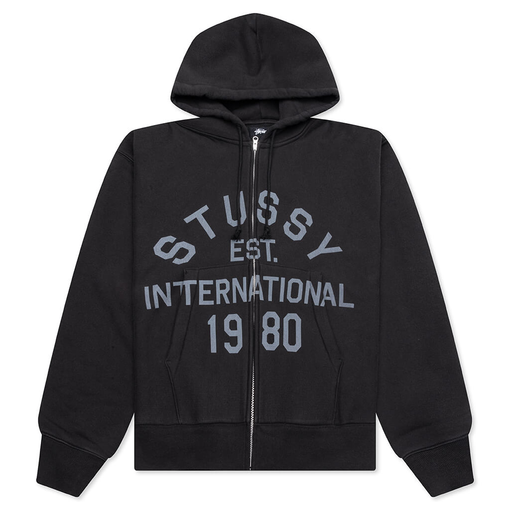 Established Printed Zip Hoodie - Black