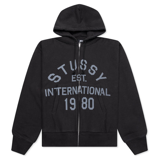 Established Printed Zip Hoodie - Black