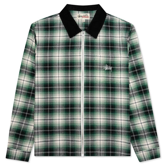 Frank Plaid Zip L/S Shirt - Black/Green