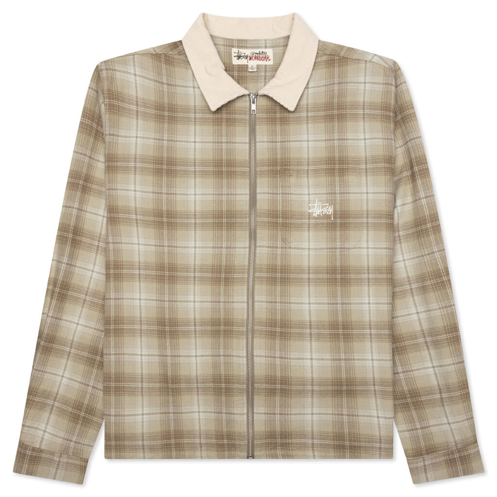 Frank Plaid Zip Shirt - Tan