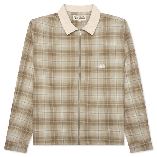 Frank Plaid Zip Shirt - Tan
