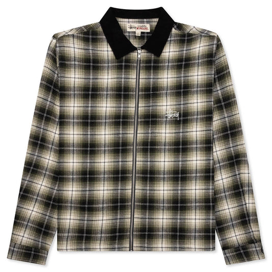 Frank Plaid Zip Shirt - Taupe