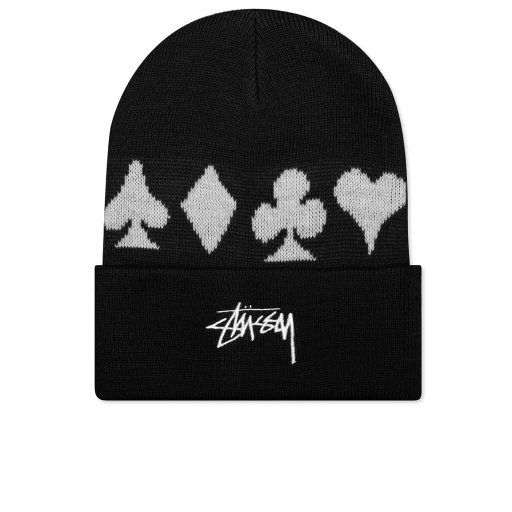 Full Suit Jacquard Cuff Beanie - Black