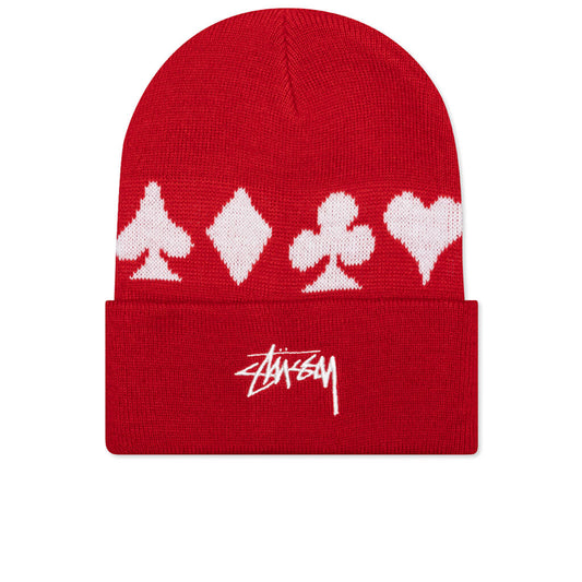 Full Suit Jacquard Cuff Beanie - Red