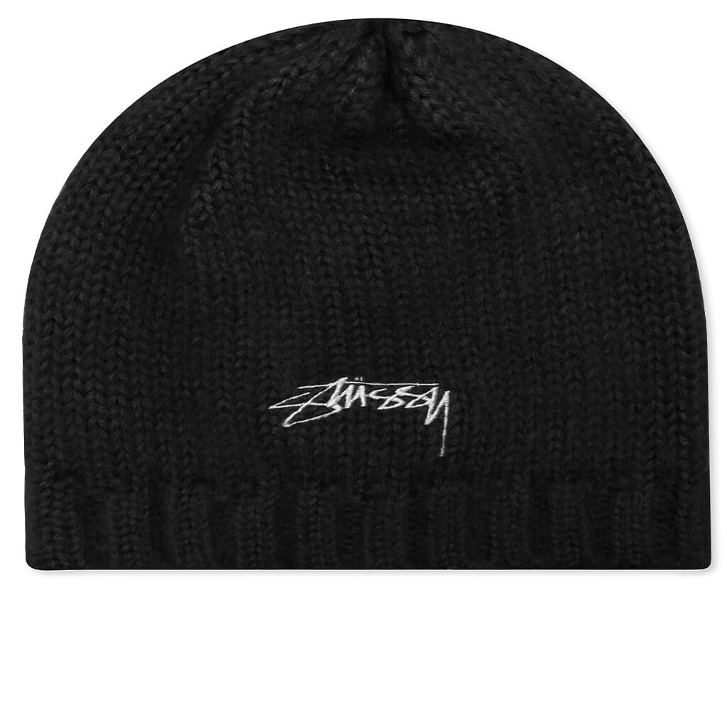 Fuzzy Ribbed Beanie - Black