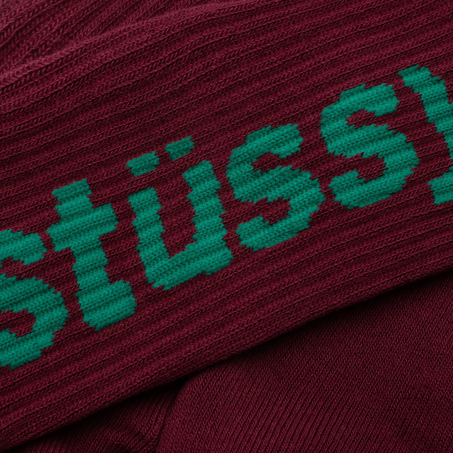 Helvetica Crew Socks - Wine/Forest