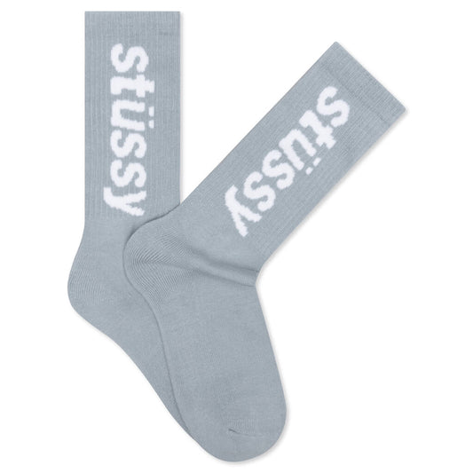Helvetica Jacquard Crew Socks - Blue