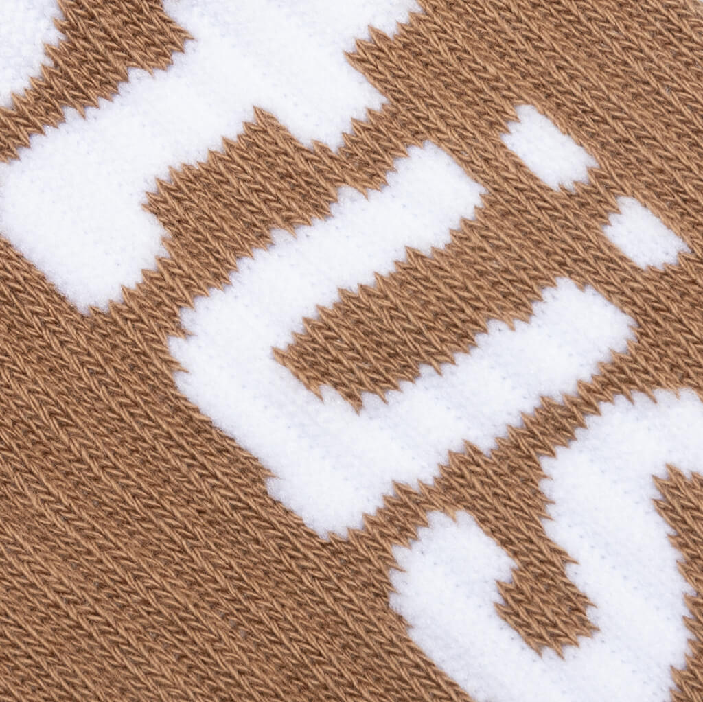 Helvetica Jacquard Crew Socks - Brown