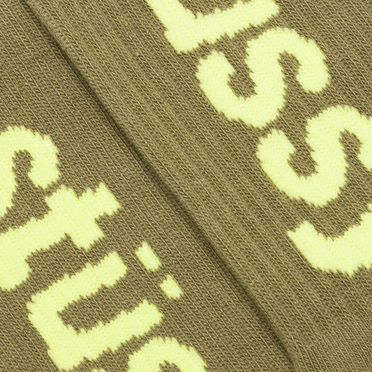 Helvetica Jacquard Crew Socks - Green