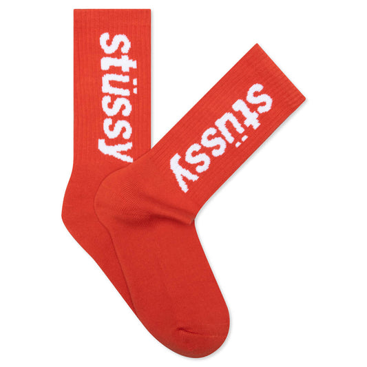 Helvetica Jacquard Crew Socks - Orange