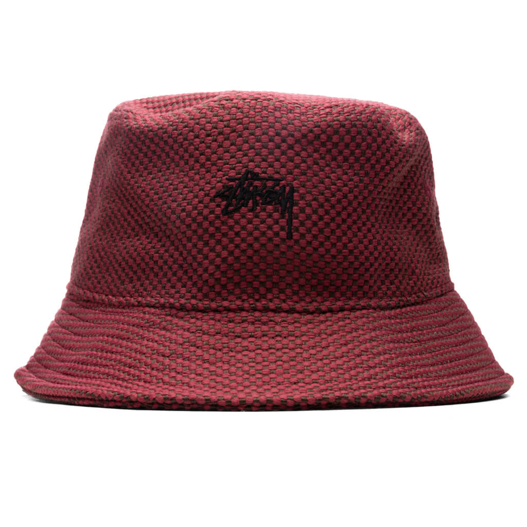 Jute Weave Bucket Hat - Red