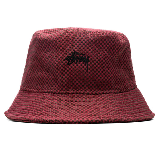 Jute Weave Bucket Hat - Red