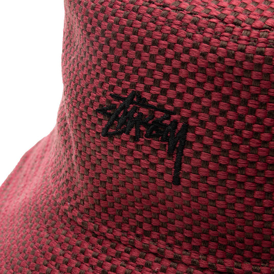 Jute Weave Bucket Hat - Red