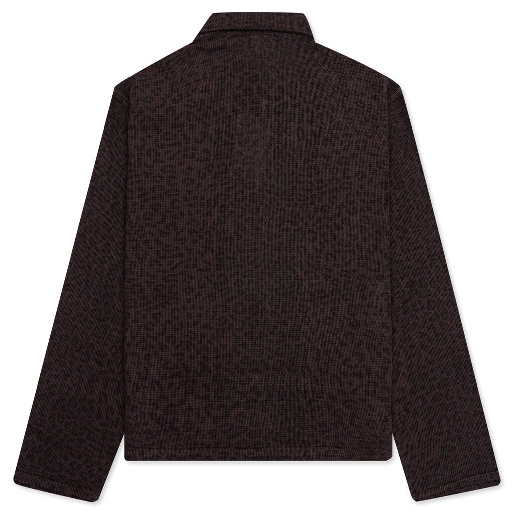 Leopard Mesh Zip Jacket - Brown