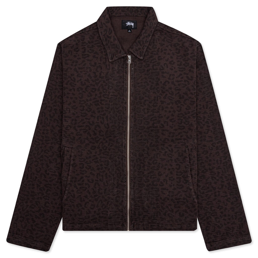 Leopard Mesh Zip Jacket - Brown