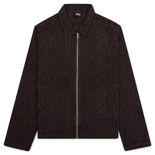 Leopard Mesh Zip Jacket - Brown