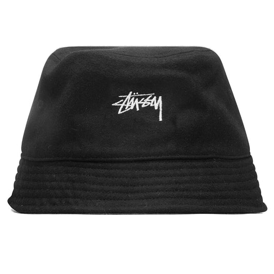 Melton Wool Deep Bucket Hat - Black
