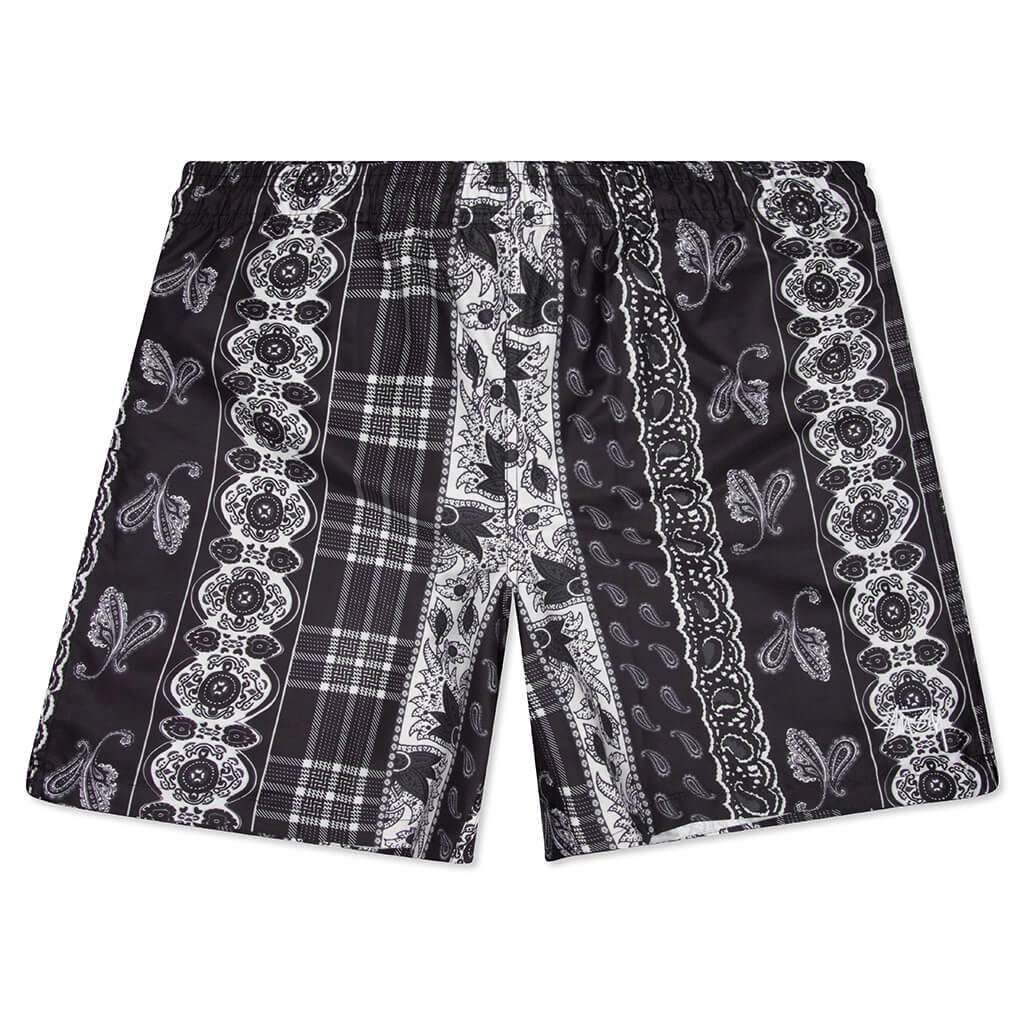 Paisley Plaid Water Short - Black
