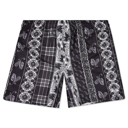 Paisley Plaid Water Short - Black