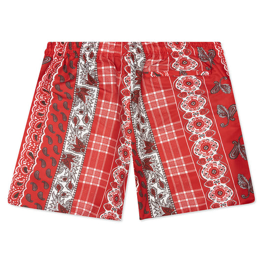 Paisley Plaid Water Short - Red