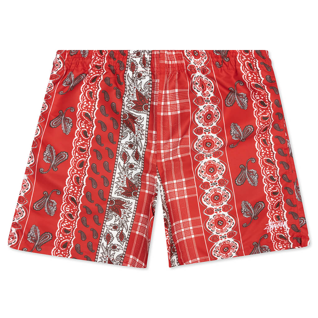 Paisley Plaid Water Short - Red
