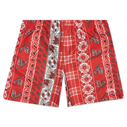 Paisley Plaid Water Short - Red