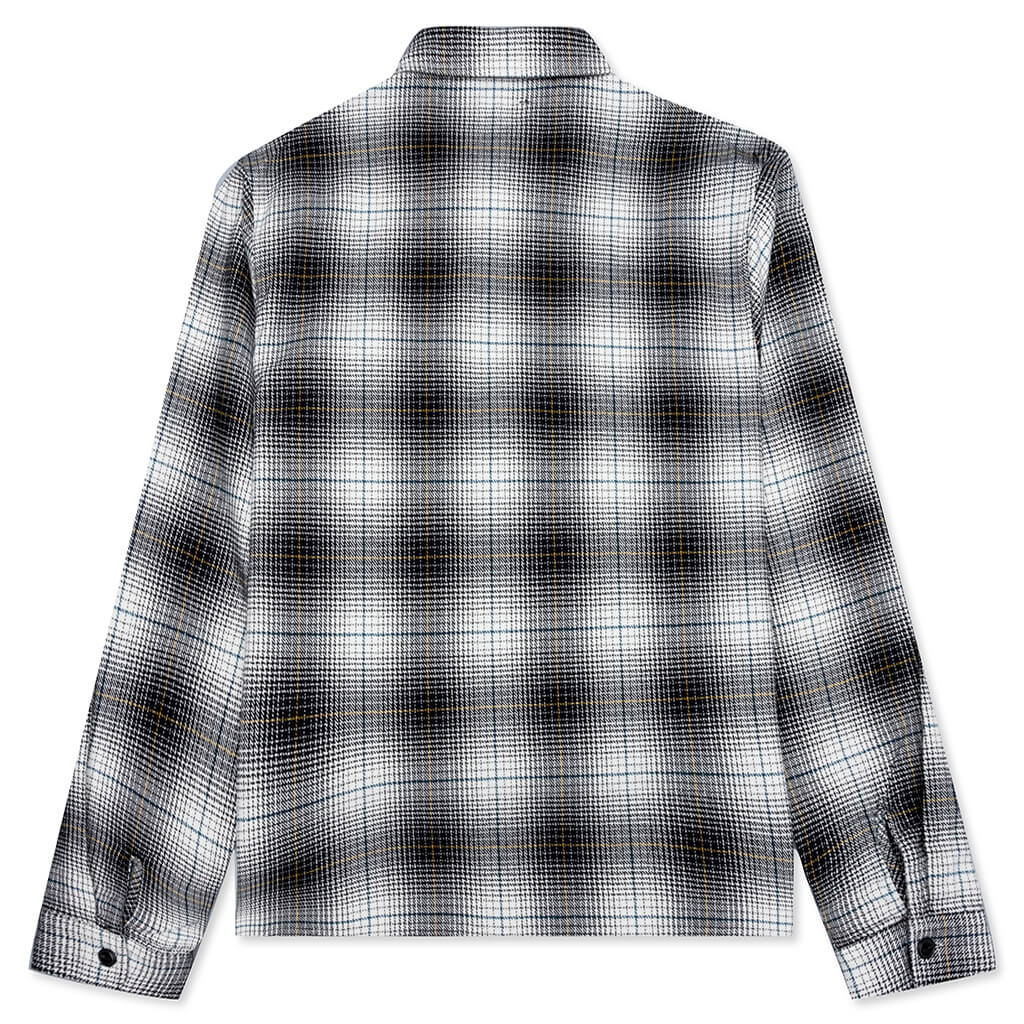 Paul Shadow Plaid Zip Shirt - Black