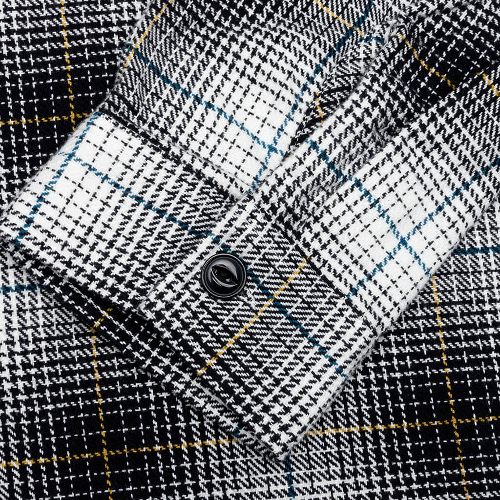 Paul Shadow Plaid Zip Shirt - Black