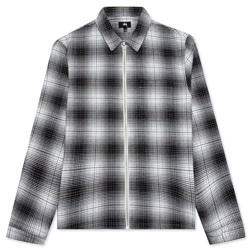 Paul Shadow Plaid Zip Shirt - Black