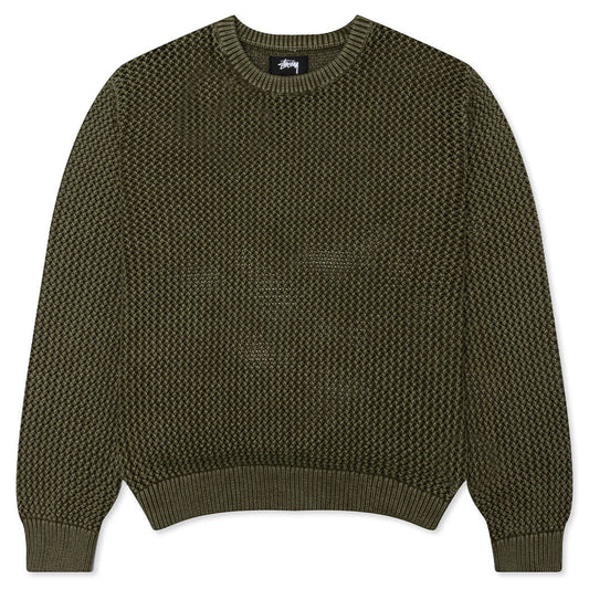 Pigment Dyed Loose Gauge Sweater - Dark Olive