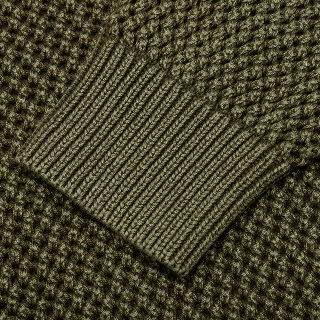 Pigment Dyed Loose Gauge Sweater - Dark Olive