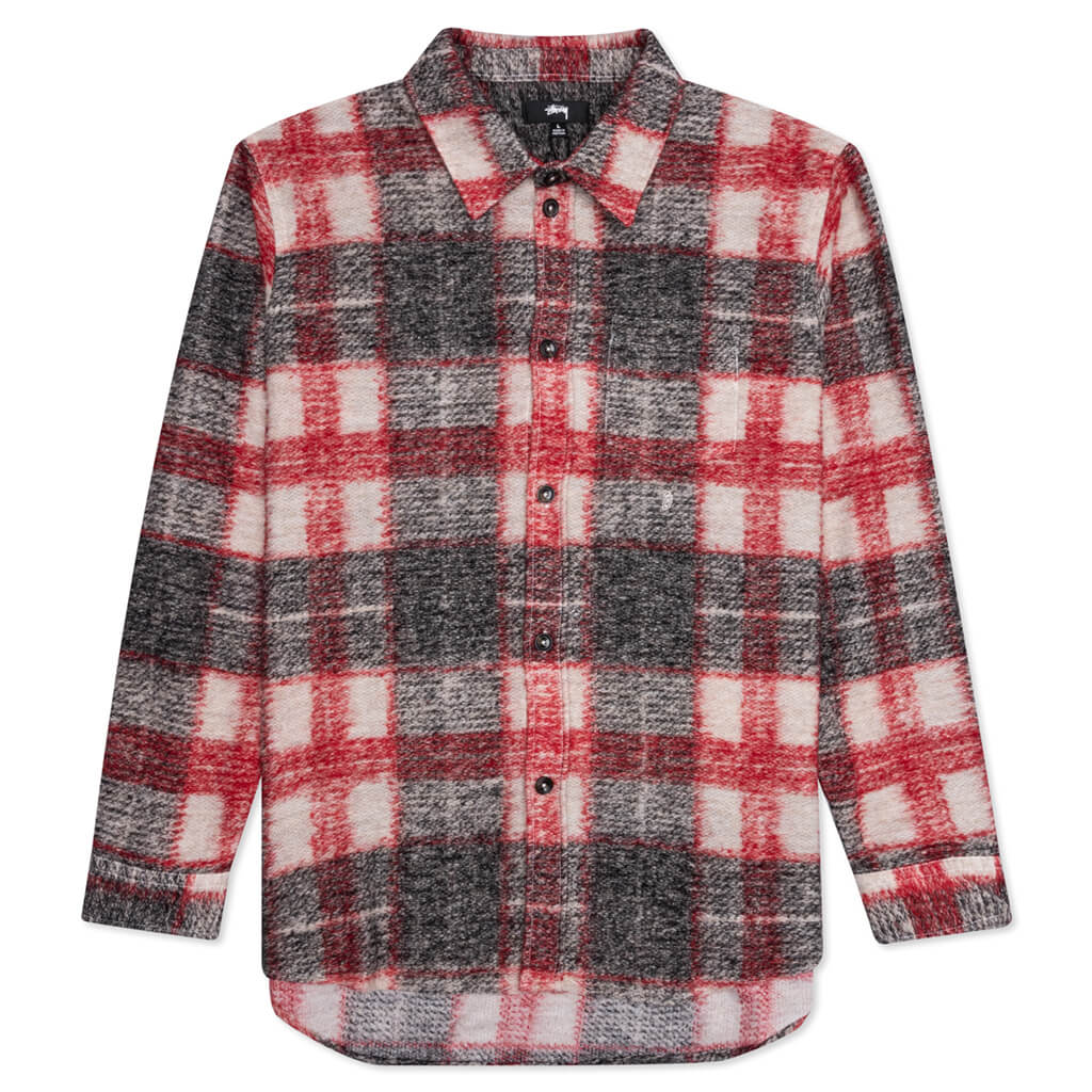 Plaid Knit Shirt - Red